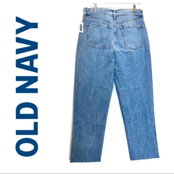 OLD NAVY Extra-High Waisted BOYFRIEND LOLA Straight Rigid Raw-Edge SIZE 10 - Picture 3 of 8